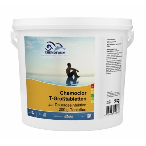 Lėtai tirpstančios 200g chloro tabletės CHEMOFORM CHEMOCLOR T (lėtas chloras), 5kg